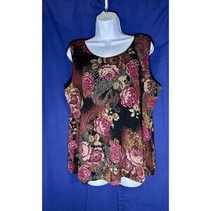 White Stag Women's Multicolor Geometric Metallic Thread Sleeveless Tank Top XL